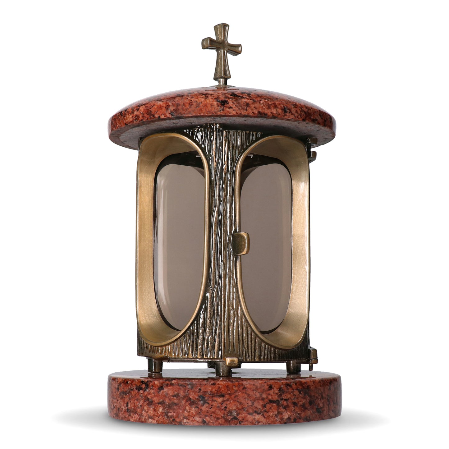 Grablaterne Granit Vanga Höhe 23 cm/Ø 15 cm Bronze mit Kreuz