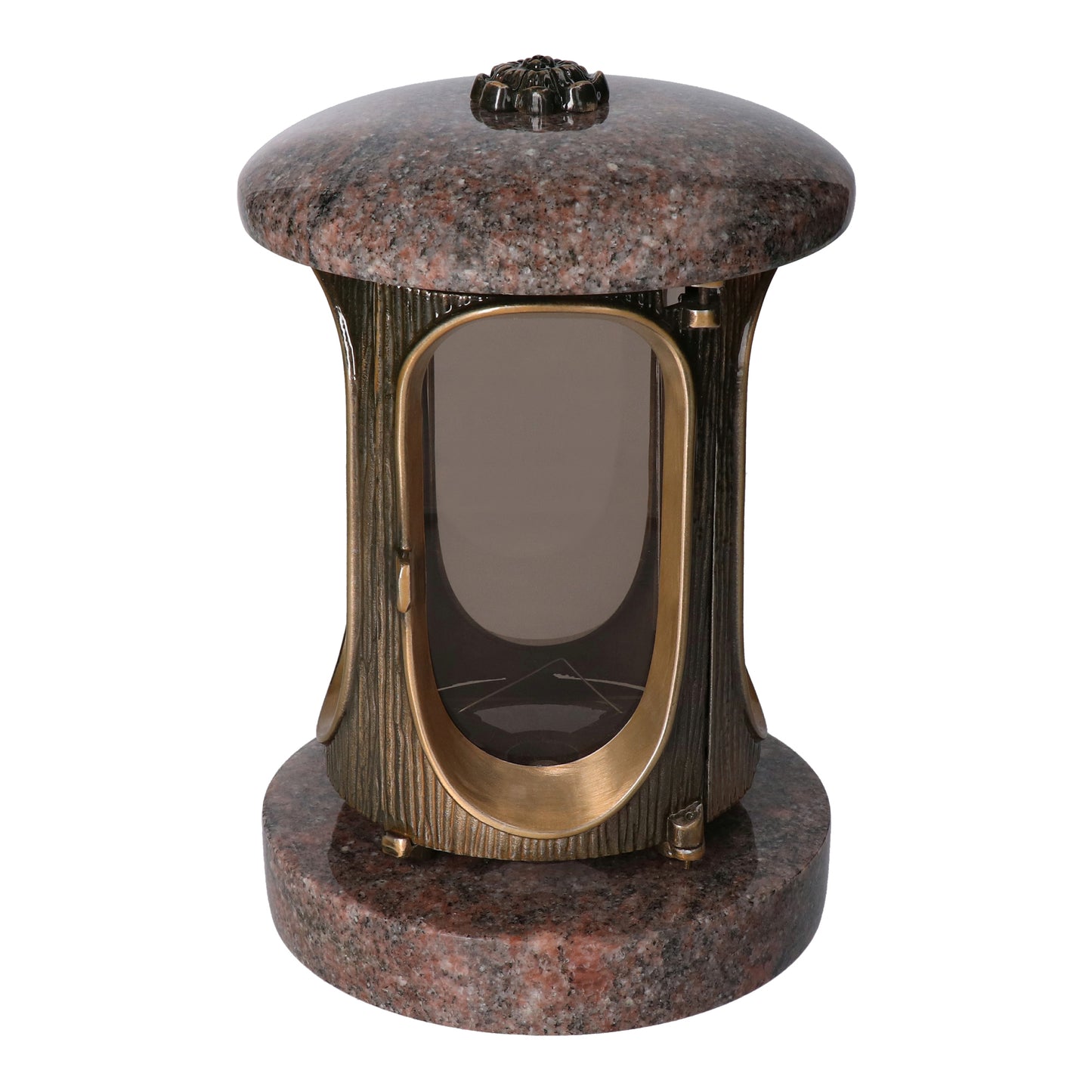 Grablaterne Granit Himalaya Höhe 23 cm/Ø 15 cm Bronze mit Rosette