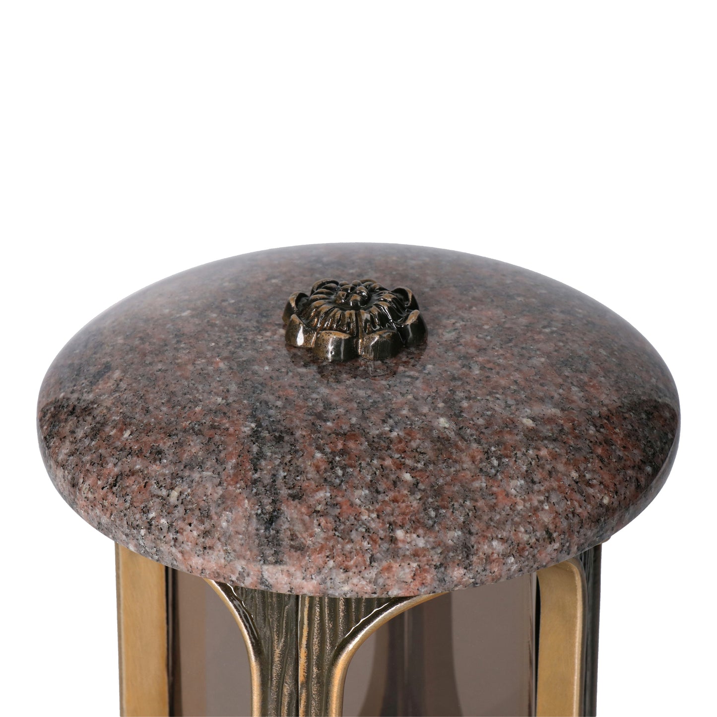 Grablaterne Granit Himalaya Höhe 23 cm/Ø 15 cm Bronze mit Rosette