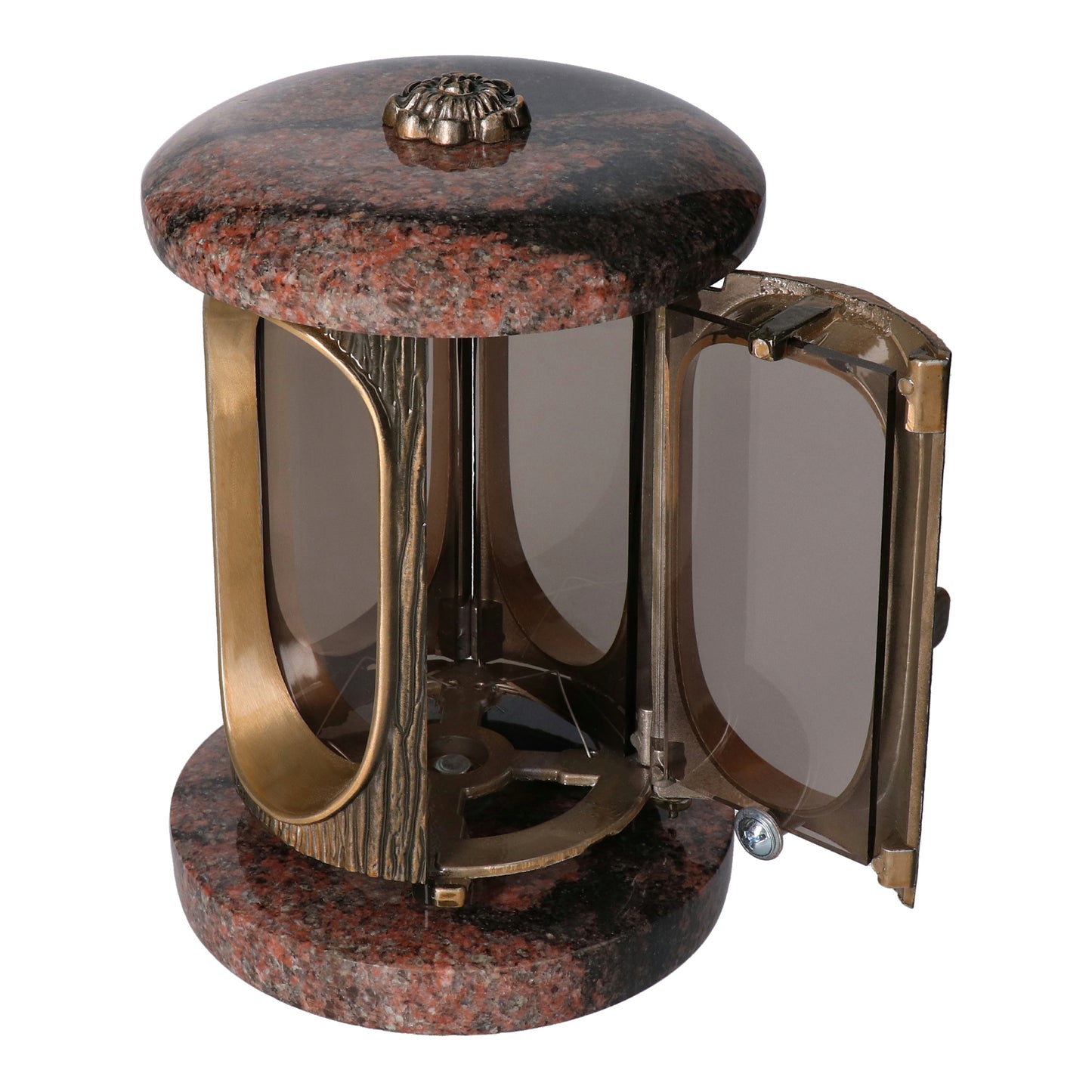 Grablaterne Granit Aurora Höhe 23 cm/Ø 15 cm Bronze mit Rosette