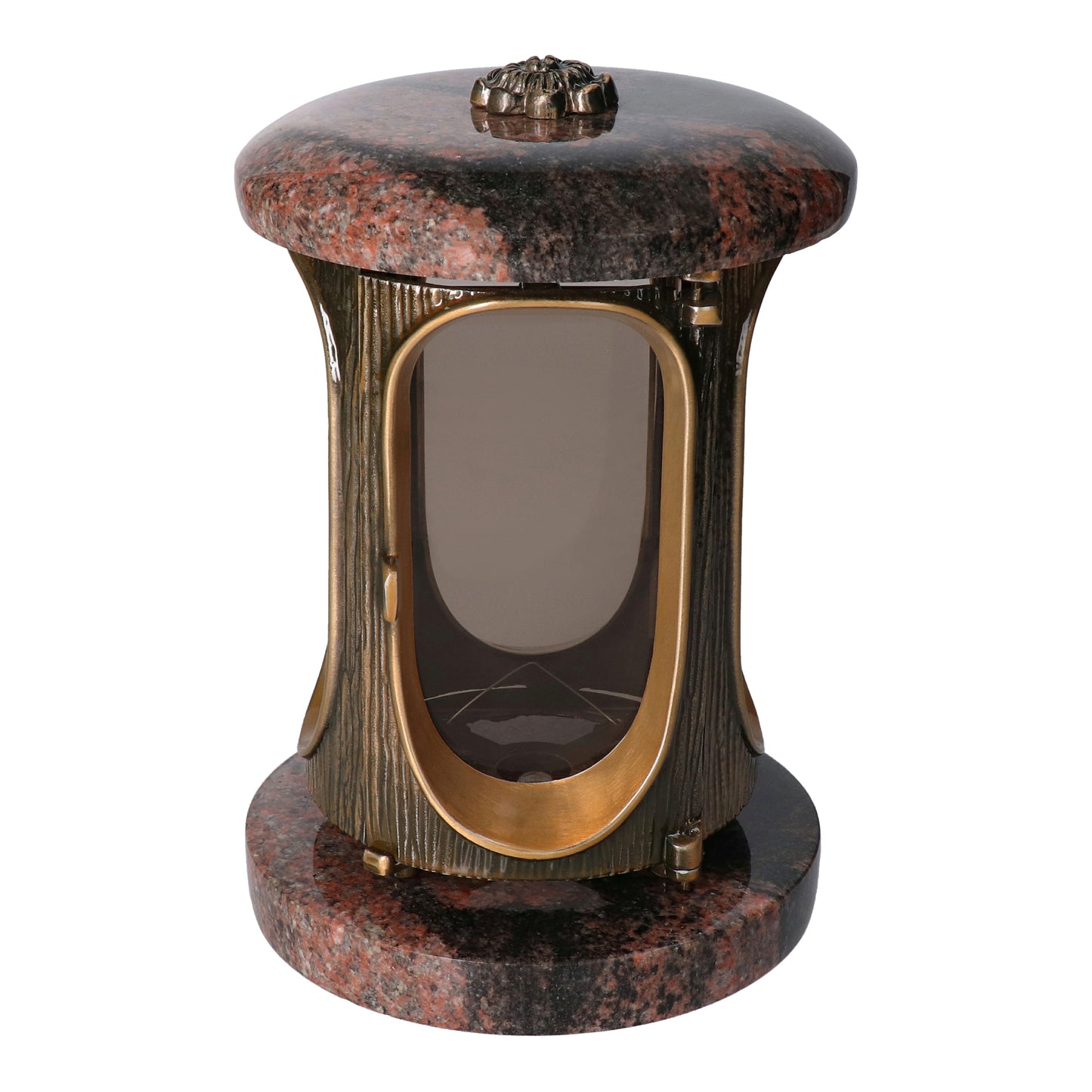 Grablaterne Granit Aurora Höhe 23 cm/Ø 15 cm Bronze mit Rosette