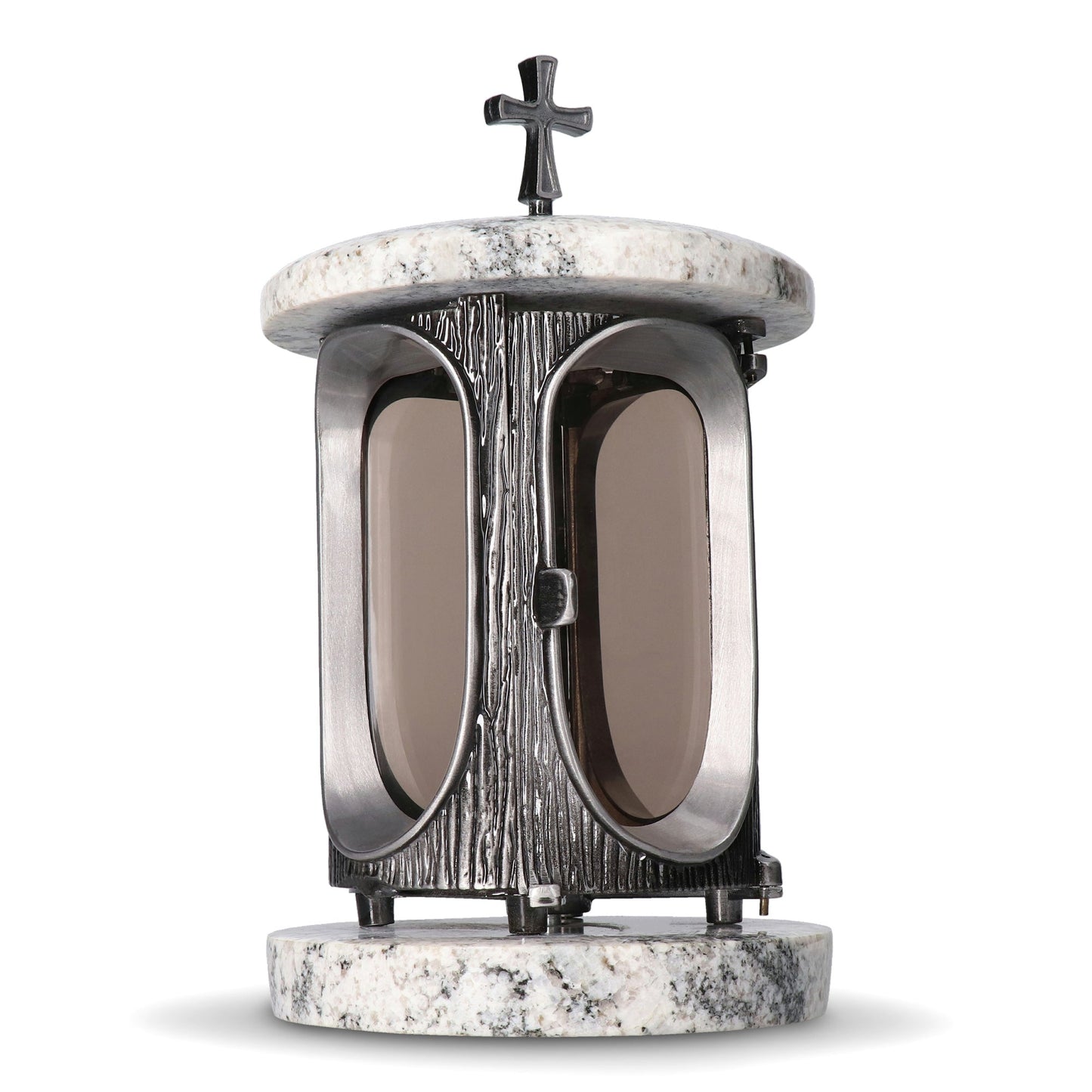 Grablaterne Wiscont White Höhe 23 cm/Ø 15 cm Silber mit Kreuz