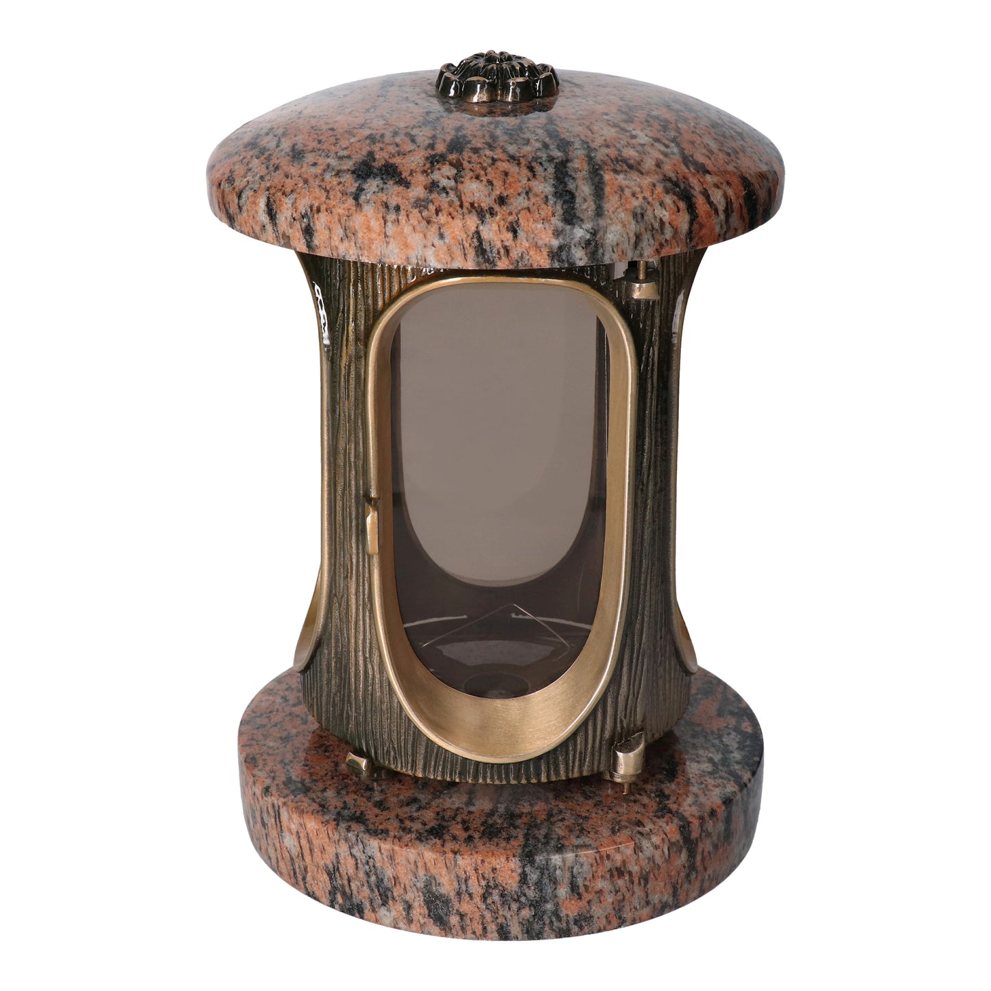 Grablaterne Granit Gneis Höhe 23 cm/Ø 15 cm Bronze mit Rosette