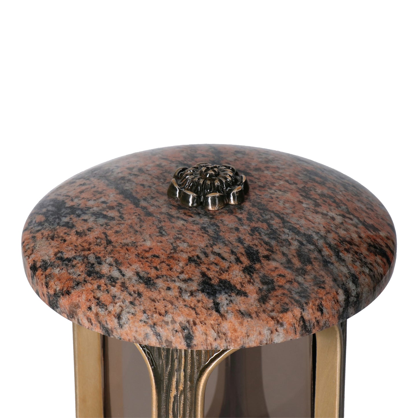 Grablaterne Granit Gneis Höhe 23 cm/Ø 15 cm Bronze mit Rosette