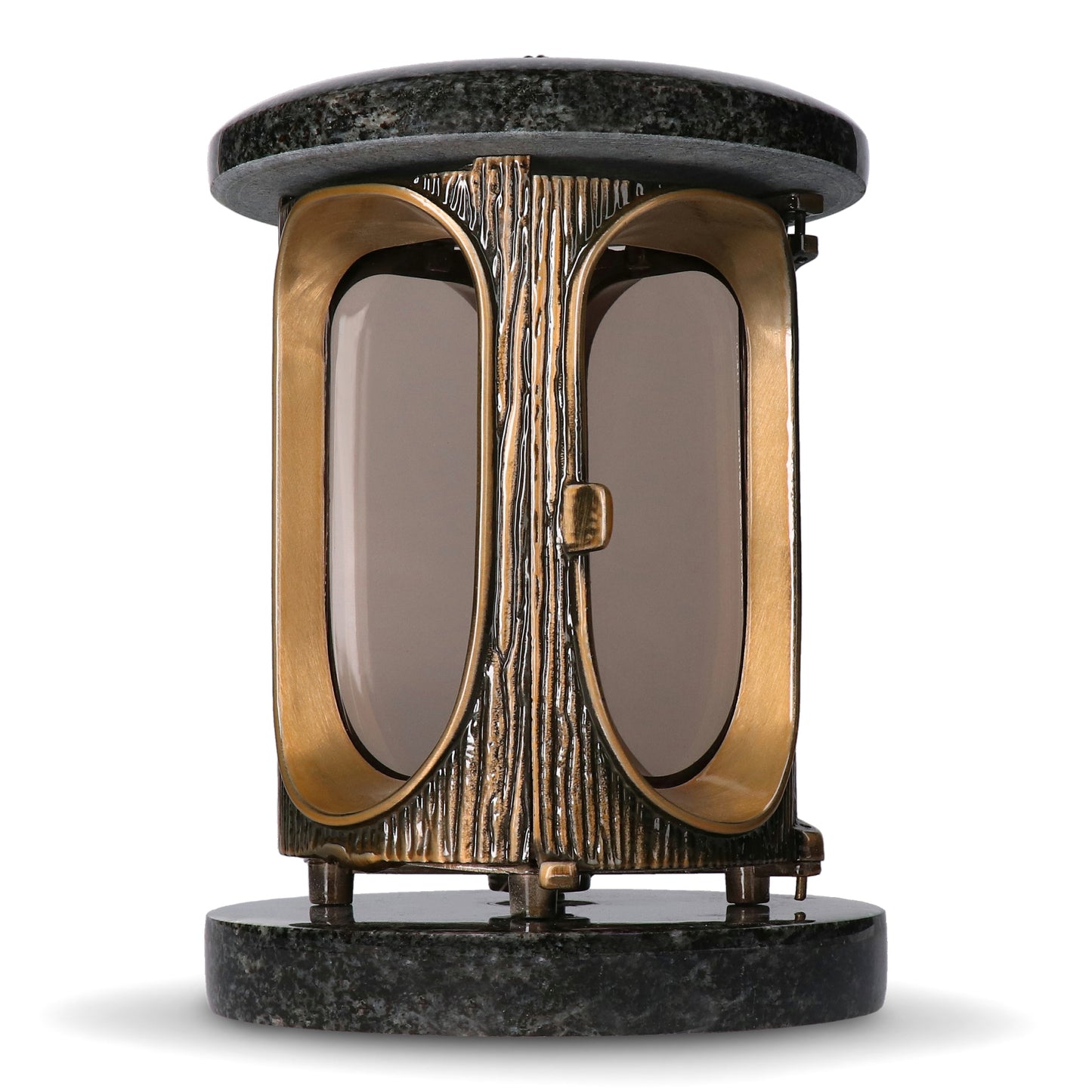 Grablaterne Granit Impala (Dunkel) Höhe 23 cm/Ø 15 cm Bronze mit Rosette