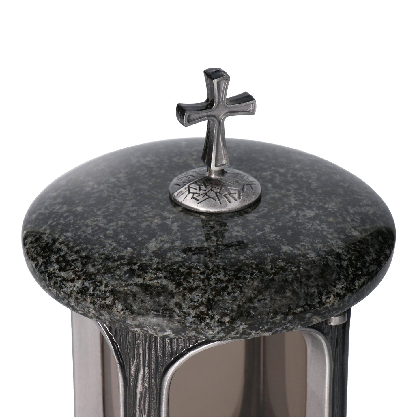 Grablaterne Impala (Dunkel) Höhe 23 cm/Ø 15 cm Silber mit Kreuz