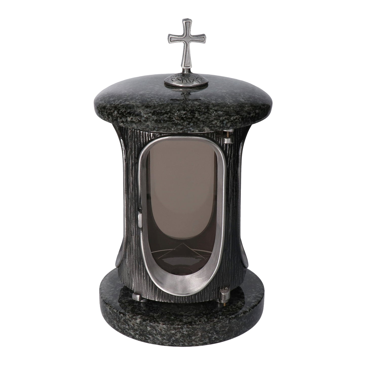 Grablaterne Impala (Dunkel) Höhe 23 cm/Ø 15 cm Silber mit Kreuz