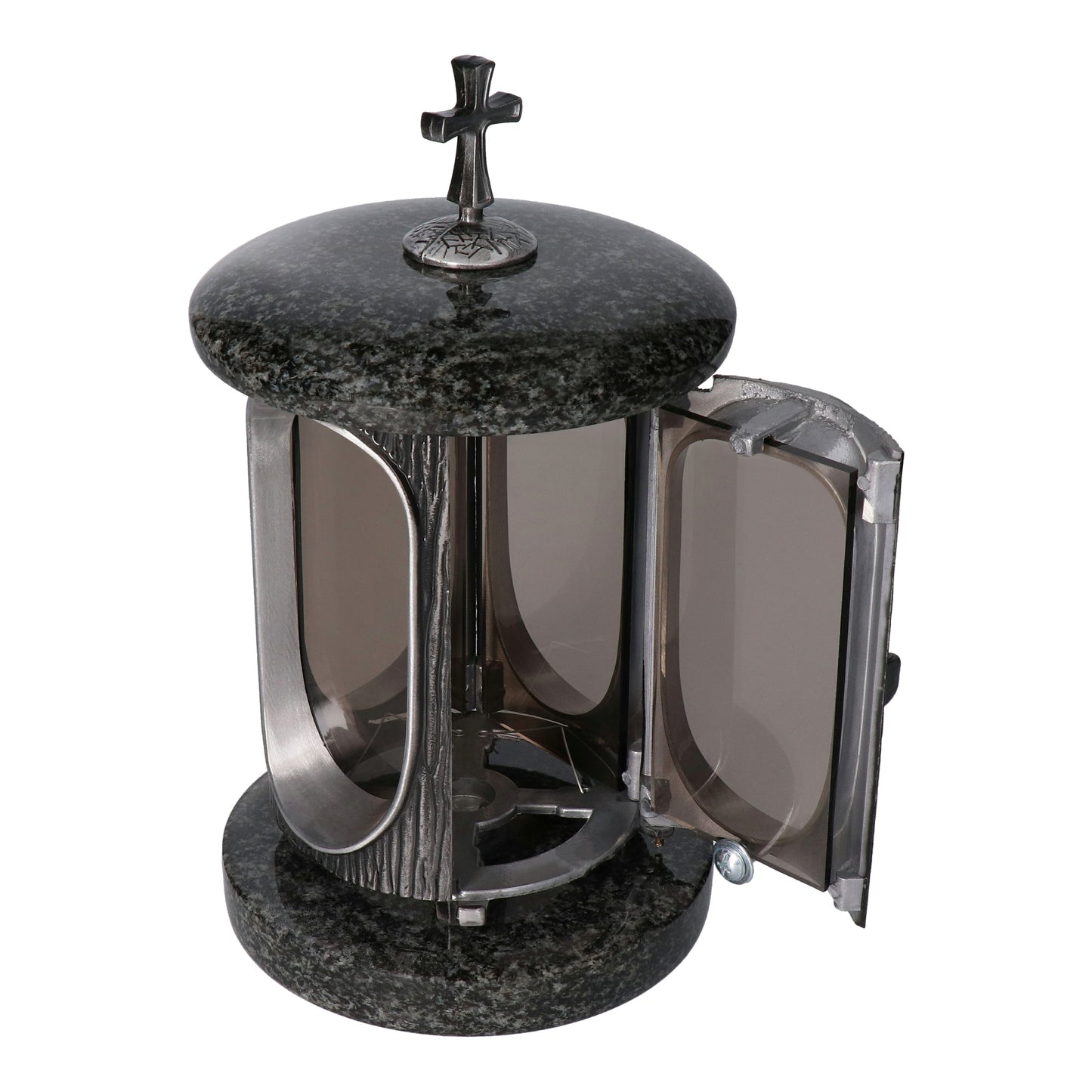 Grablaterne Impala (Dunkel) Höhe 23 cm/Ø 15 cm Silber mit Kreuz