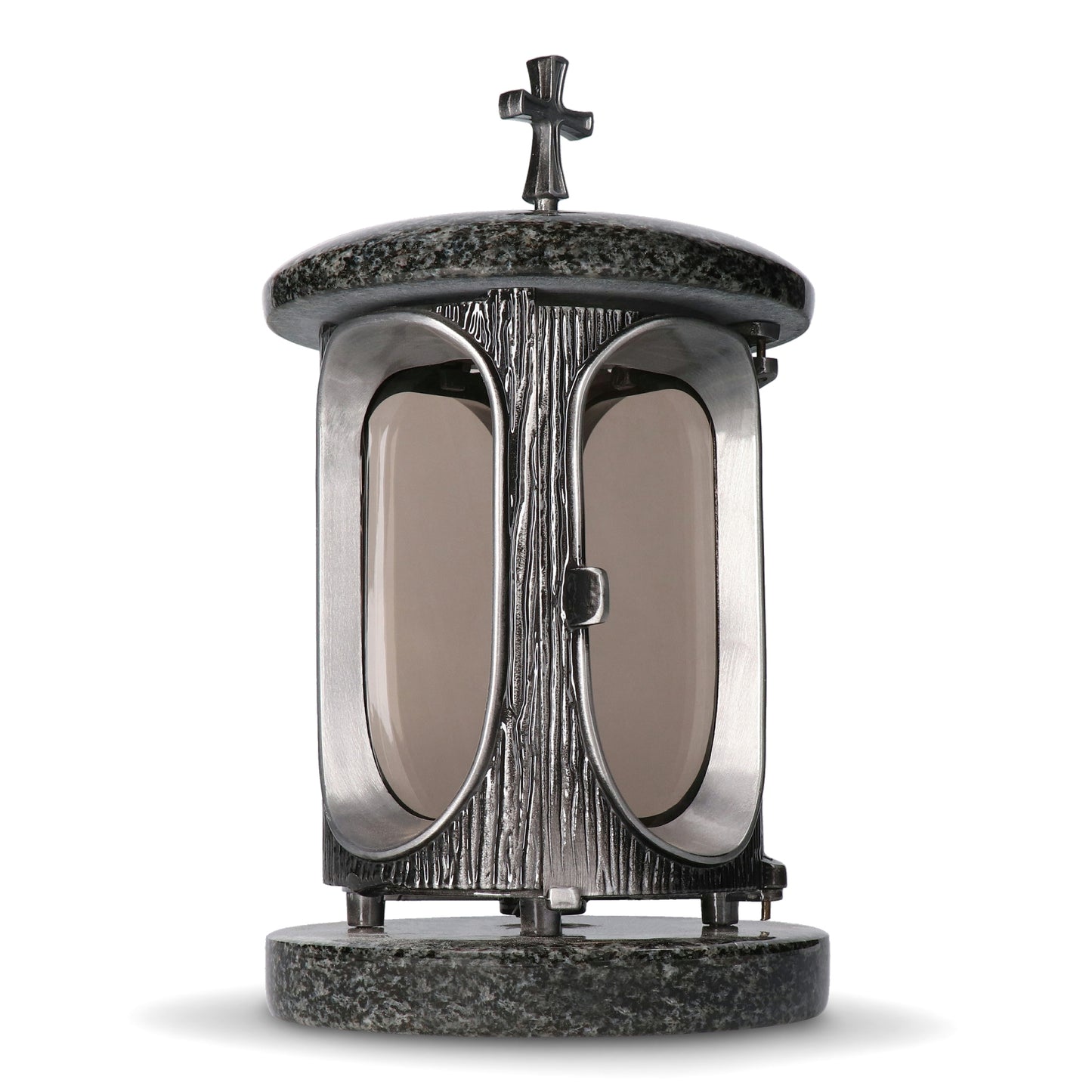 Grablaterne Impala (Dunkel) Höhe 23 cm/Ø 15 cm Silber mit Kreuz