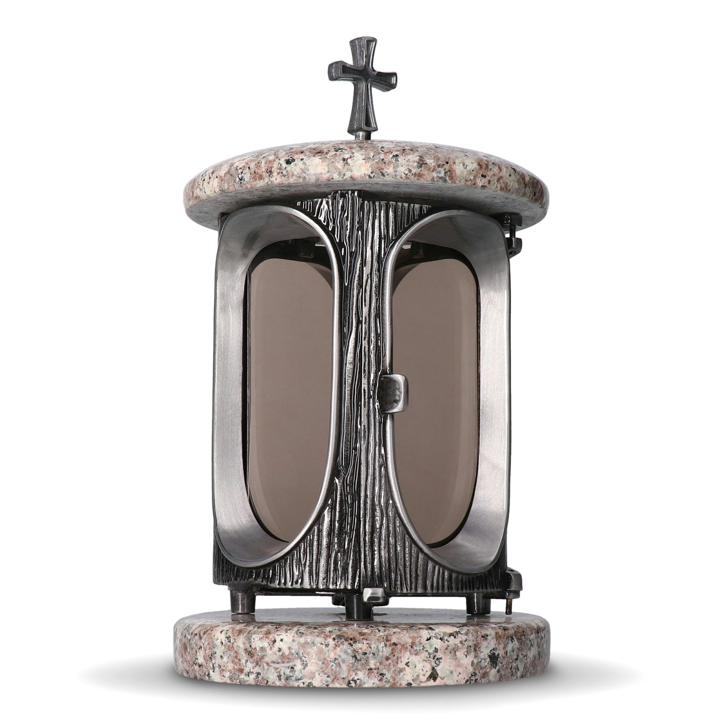 Grablaterne König Bronze Höhe 23 cm/Ø 15 cm Silber mit Kreuz