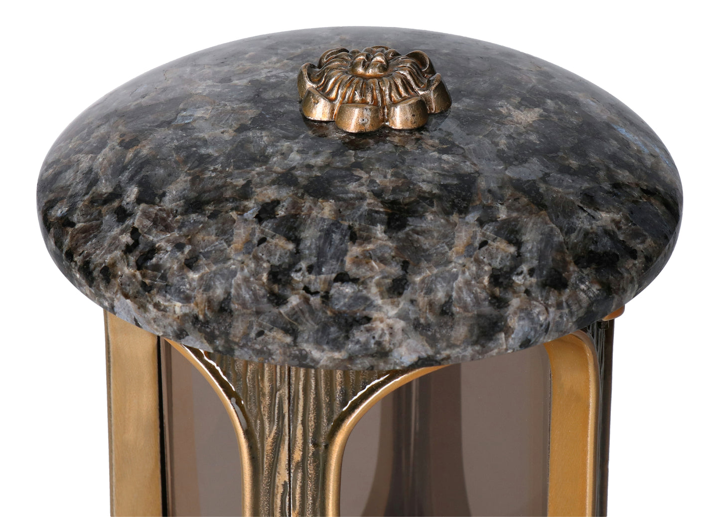 Grablaterne Granit Lablador Höhe 23 cm/Ø 15 cm Bronze mit Rosette