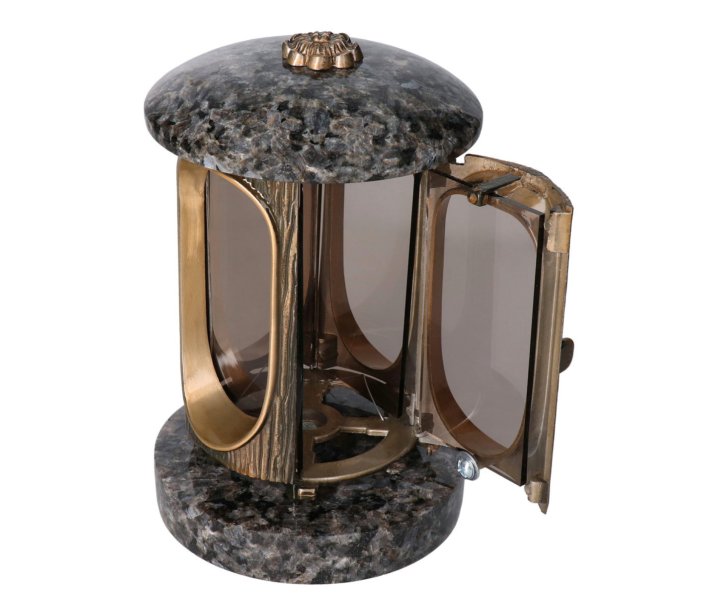 Grablaterne Granit Lablador Höhe 23 cm/Ø 15 cm Bronze mit Rosette