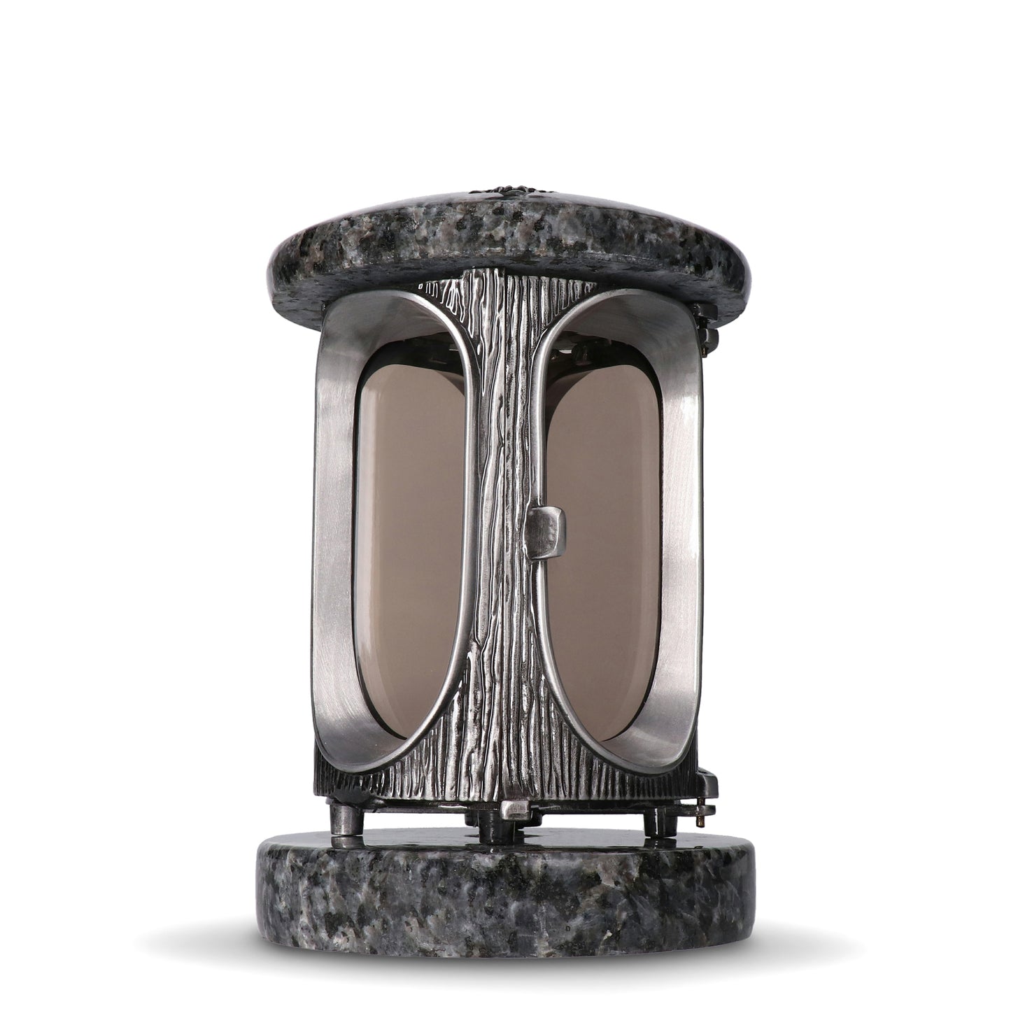 Grablaterne Granit Lablador Höhe 23 cm/Ø 15 cm Silber mit Rosette