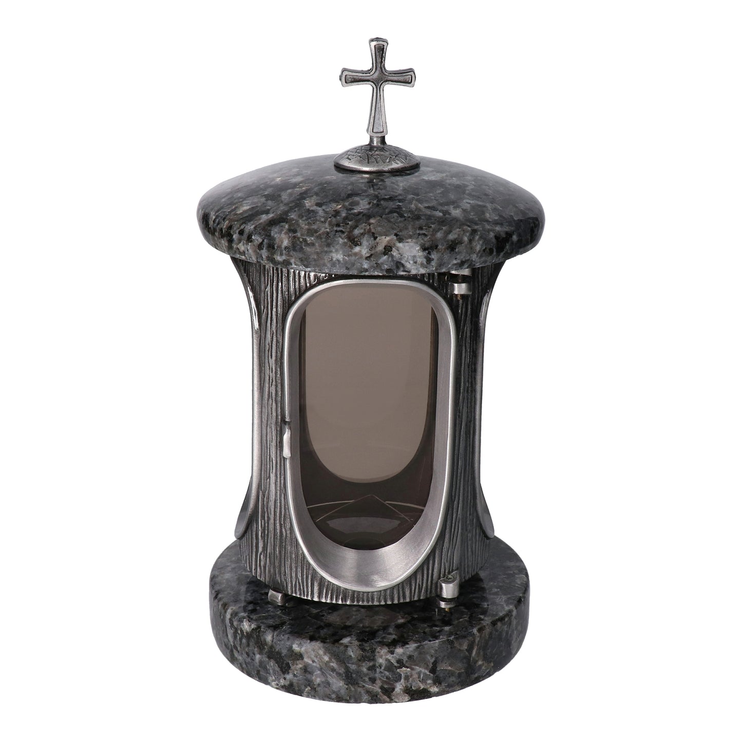 Grablaterne Lablador Höhe 23 cm/Ø 15 cm Silber mit Kreuz