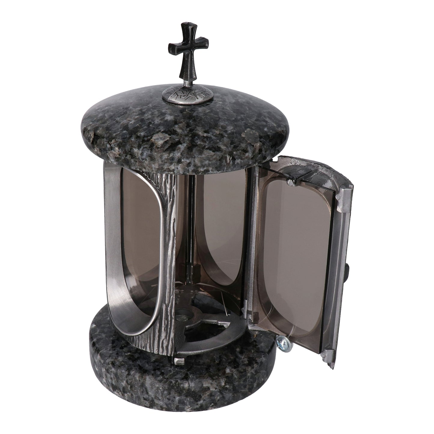 Grablaterne Lablador Höhe 23 cm/Ø 15 cm Silber mit Kreuz