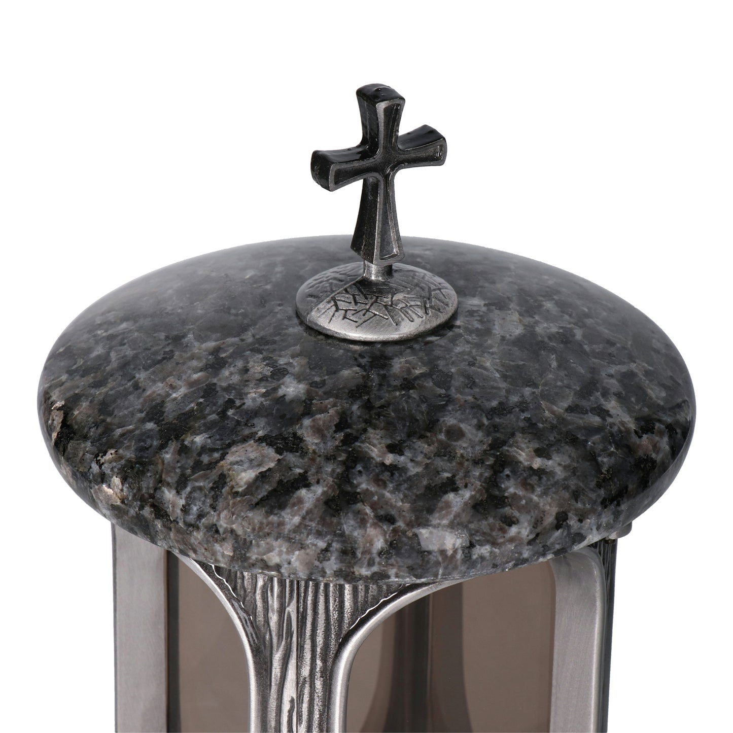 Grablaterne Lablador Höhe 23 cm/Ø 15 cm Silber mit Kreuz