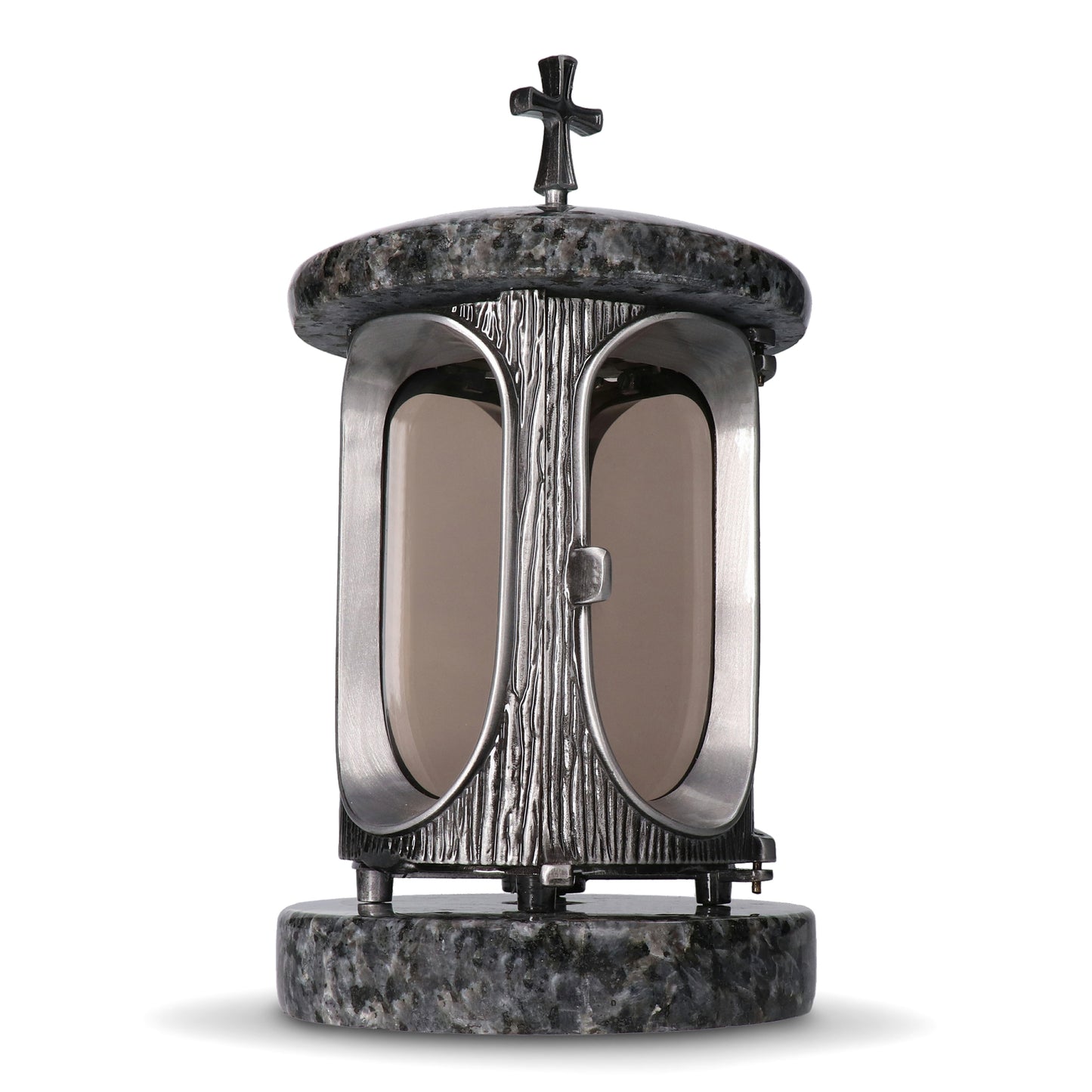 Grablaterne Lablador Höhe 23 cm/Ø 15 cm Silber mit Kreuz