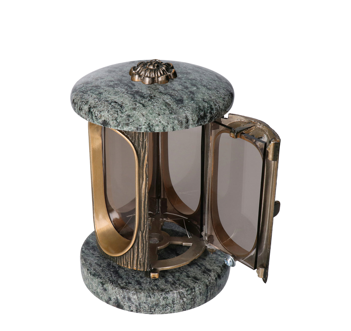 Grablaterne Olive Green Höhe 23 cm/Ø 15 cm Bronze mit Rosette