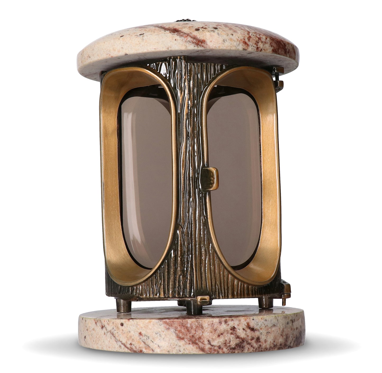 Grablaterne Granit Shivakashi Höhe 23 cm/Ø 15 cm Bronze mit Rosette