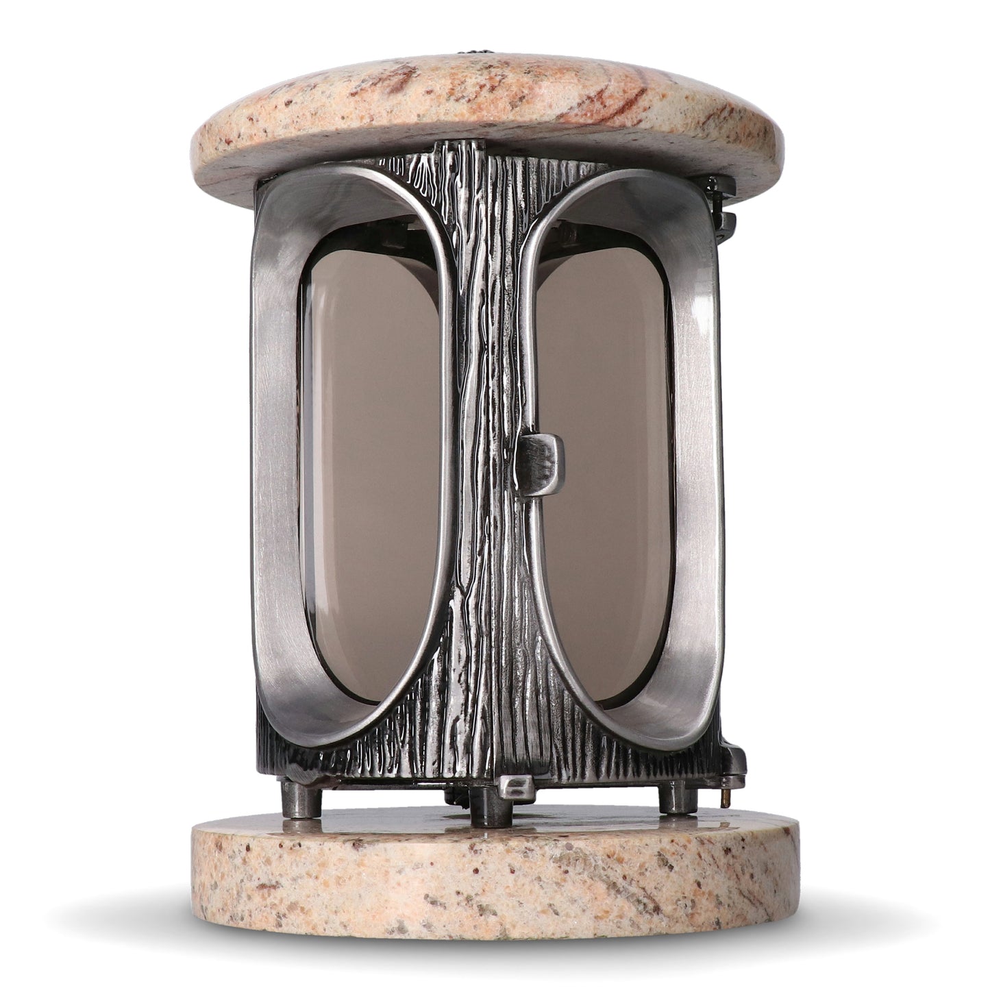 Grablaterne Granit Shivakashi Höhe 23 cm/Ø 15 cm Silber mit Rosette