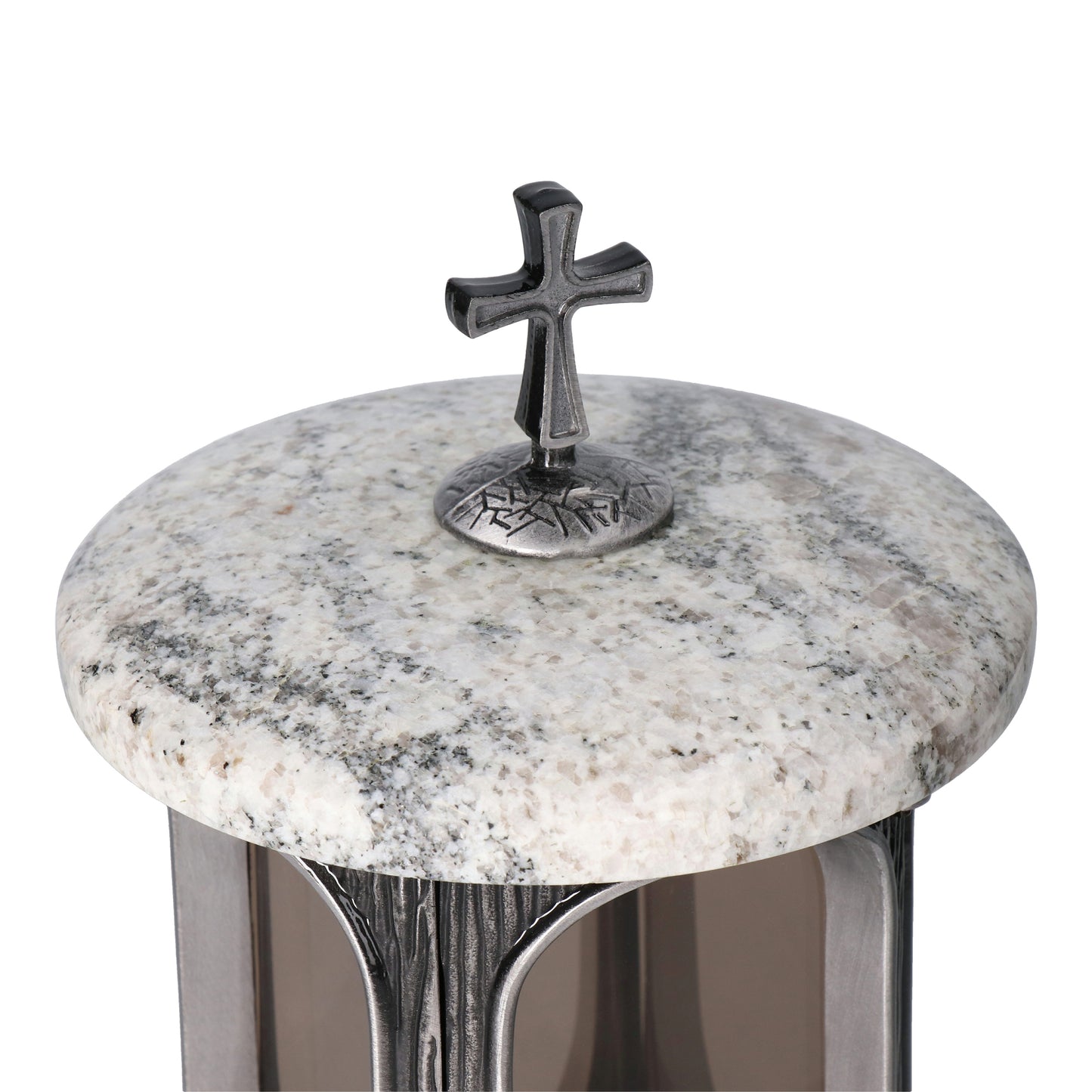 Grablaterne Wiscont White Höhe 23 cm/Ø 15 cm Silber mit Kreuz