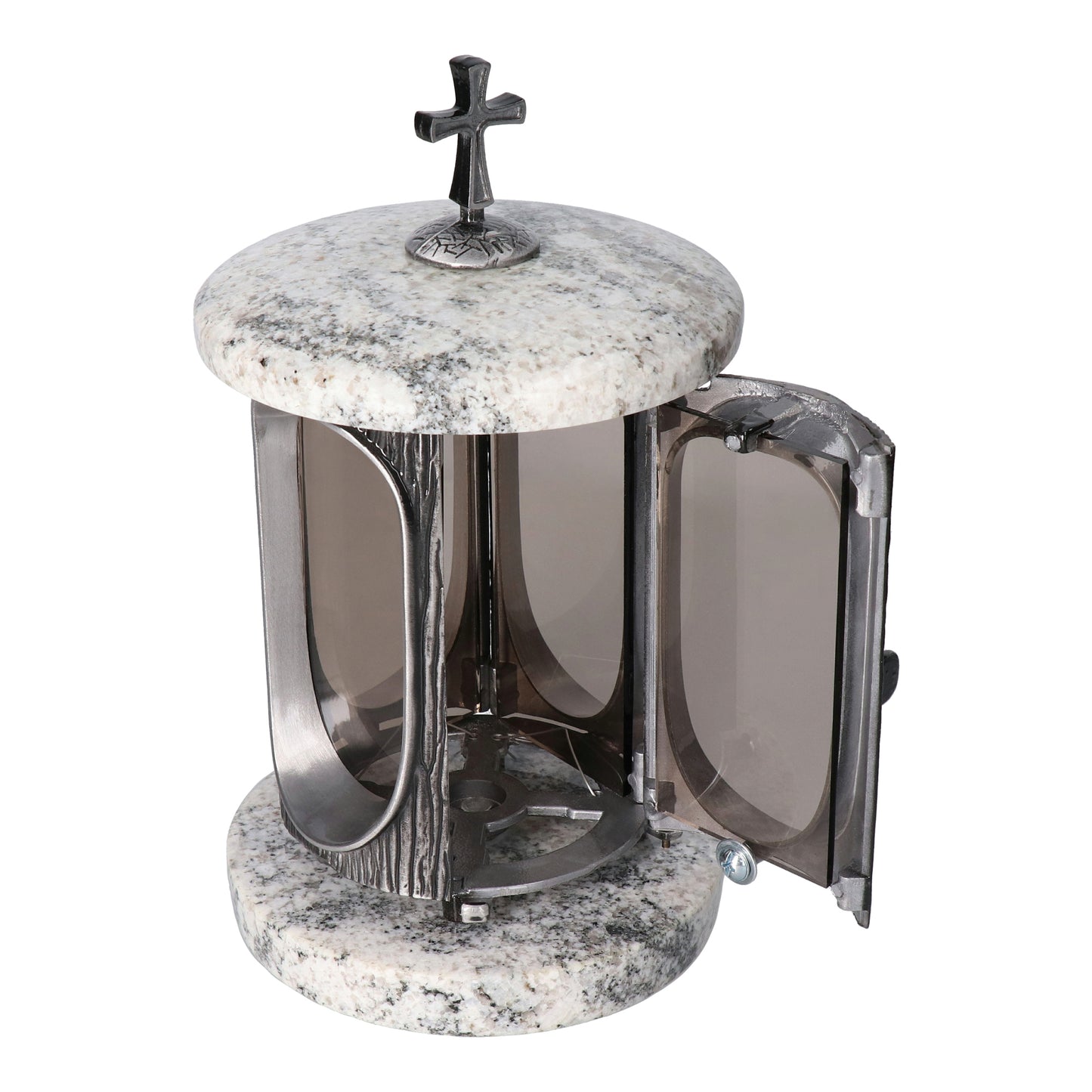 Grablaterne Wiscont White Höhe 23 cm/Ø 15 cm Silber mit Kreuz