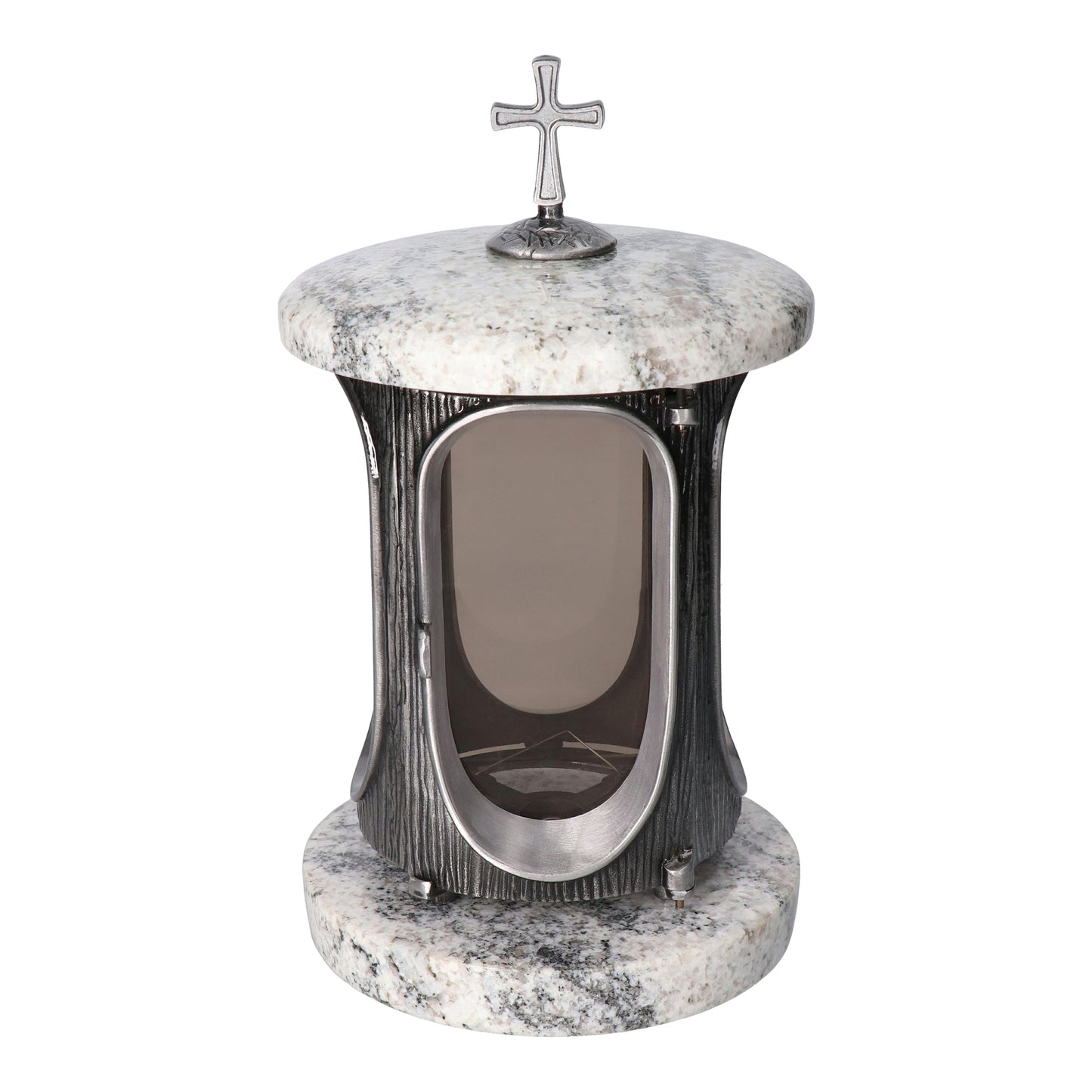 Grablaterne Wiscont White Höhe 23 cm/Ø 15 cm Silber mit Kreuz