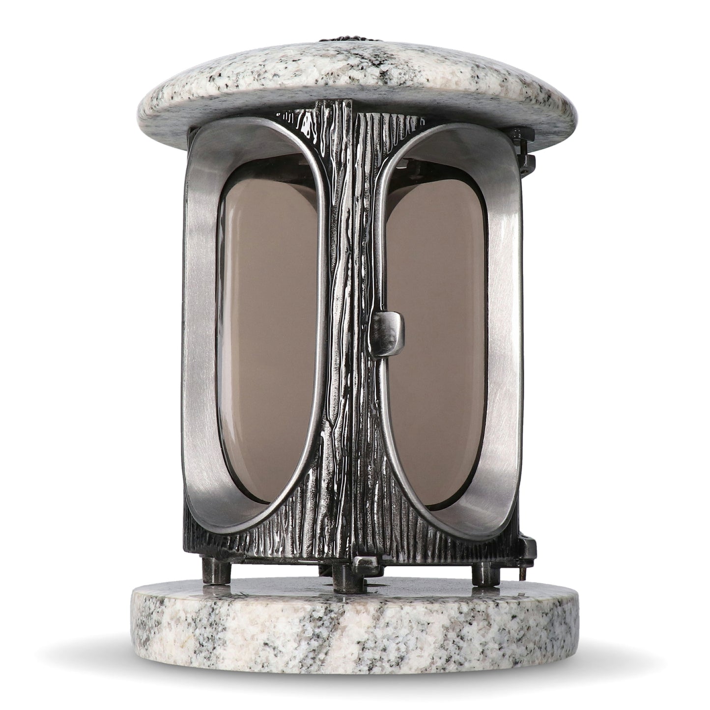 Grablaterne Granit Wiscont White Höhe 23 cm/Ø 15 cm Silber mit Rosette