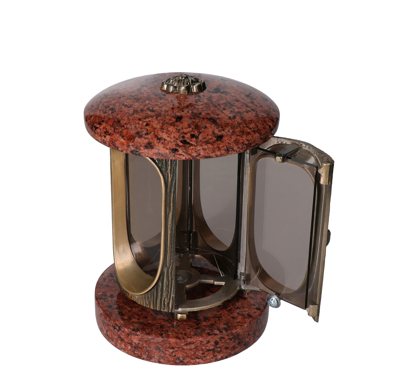 Grablaterne Granit Vanga Höhe 23 cm/Ø 15 cm Bronze mit Rosette