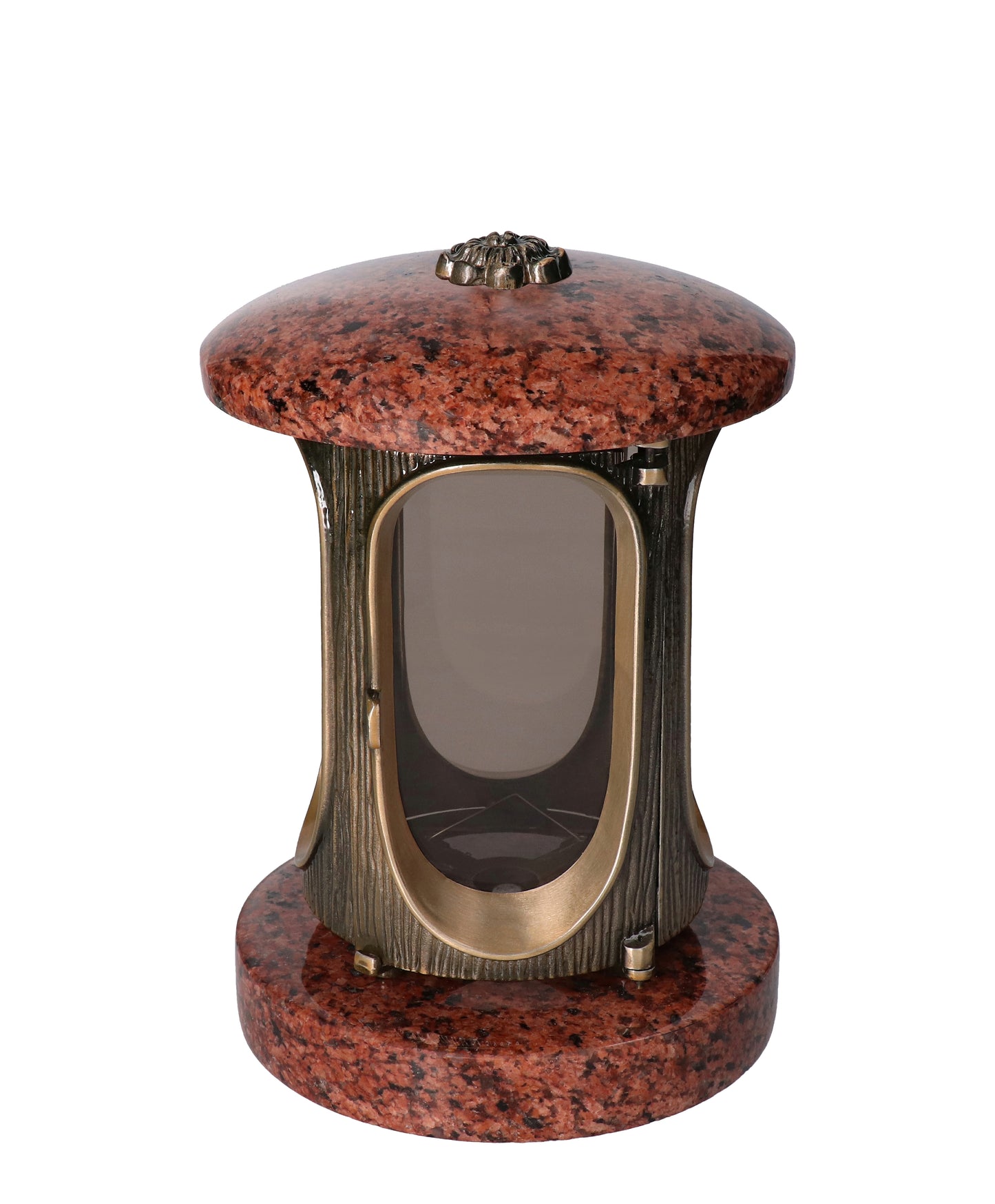 Grablaterne Granit Vanga Höhe 23 cm/Ø 15 cm Bronze mit Rosette