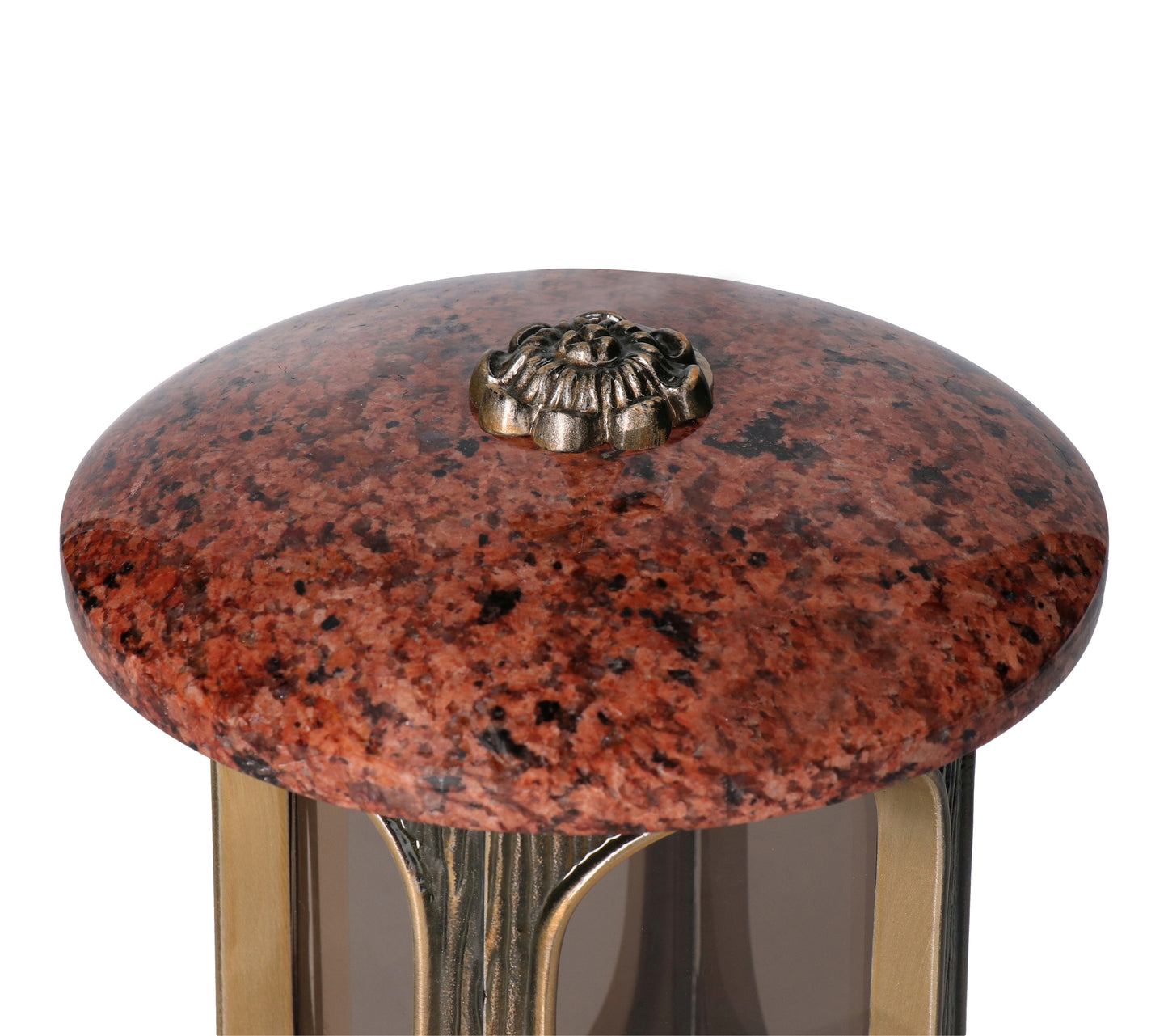 Grablaterne Granit Vanga Höhe 23 cm/Ø 15 cm Bronze mit Rosette