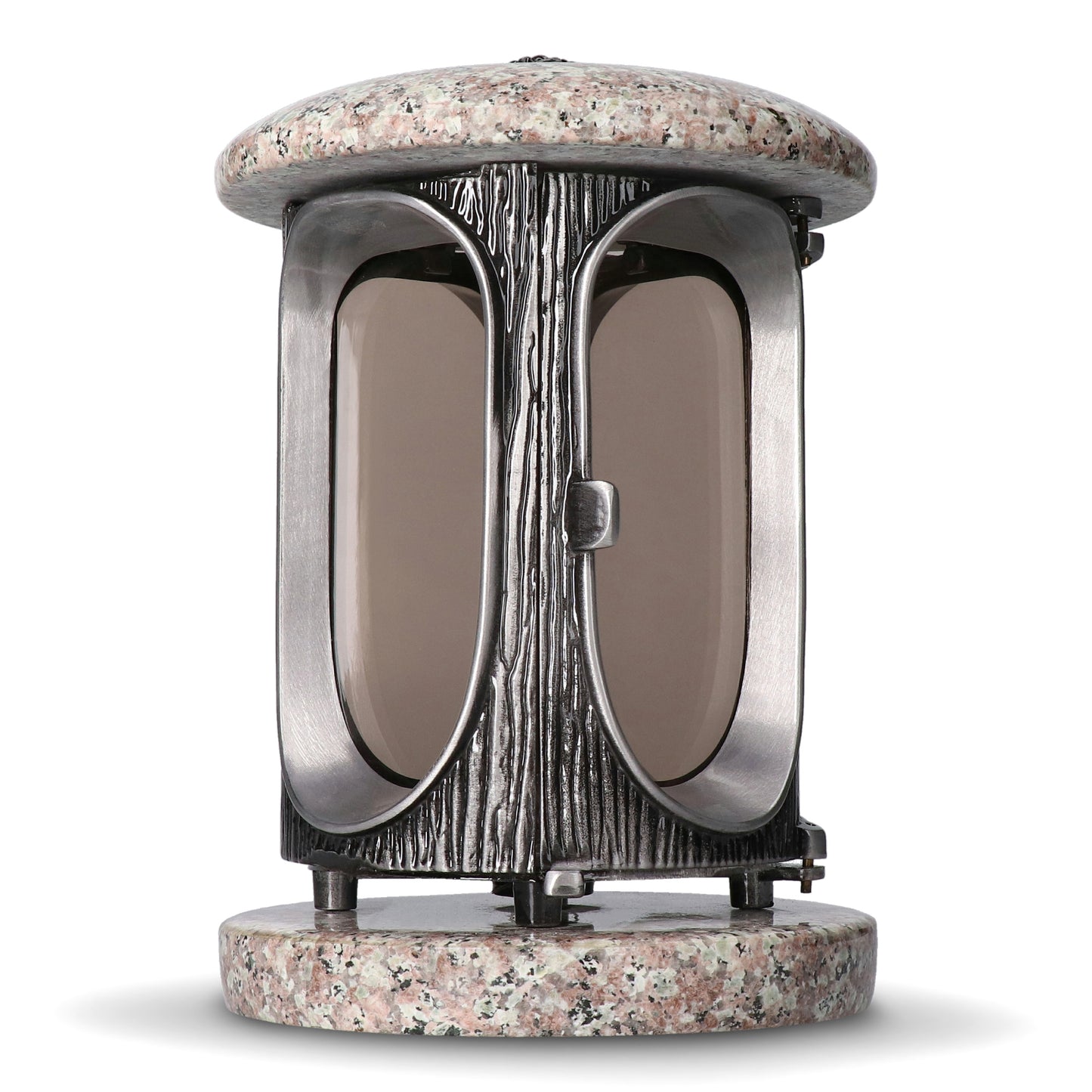 Grablaterne Granit königliche Bronze Höhe 23 cm/Ø 15 cm Silber mit Rosette