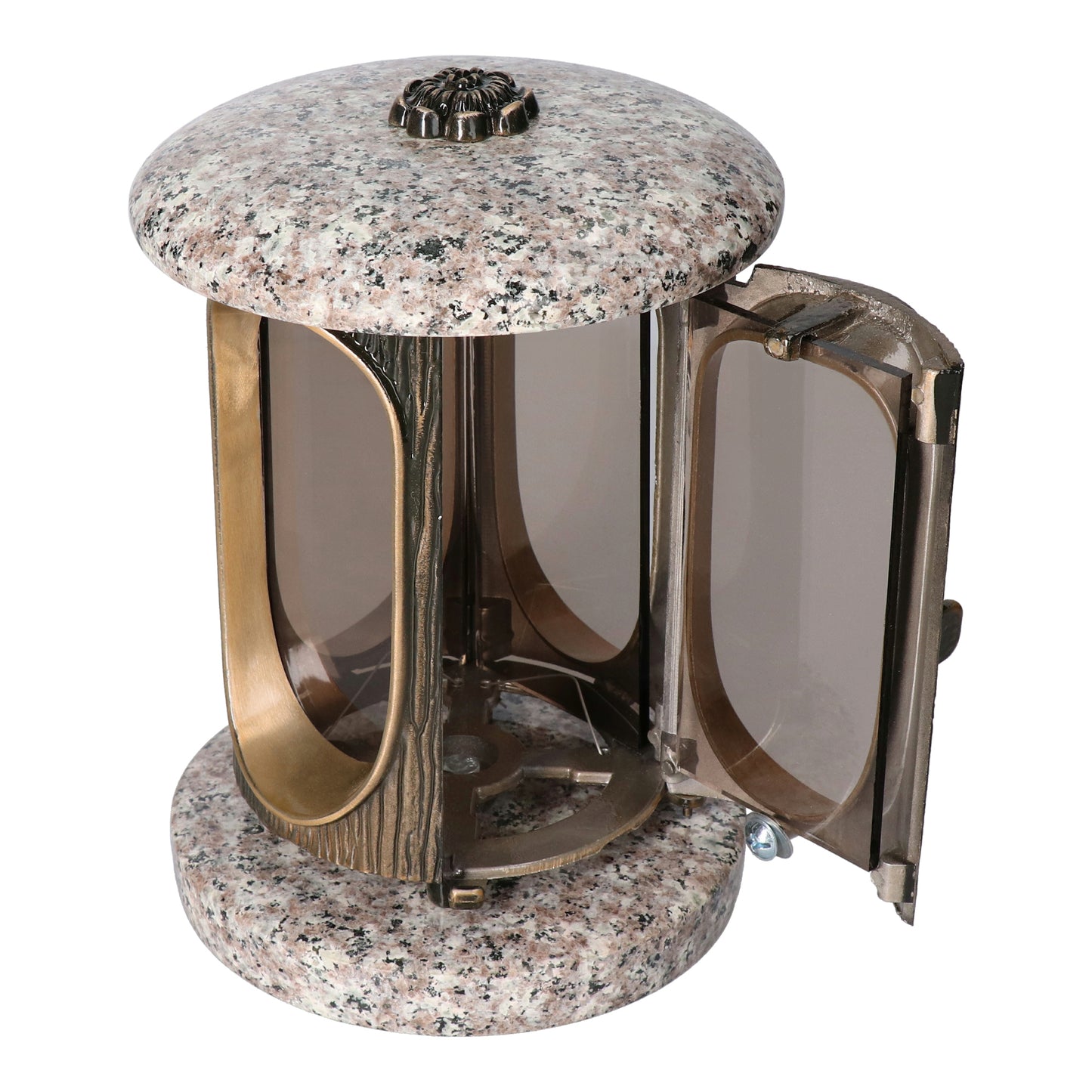Grablaterne Granit König Bronze Höhe 23 cm/Ø 15 cm Bronze mit Rosette