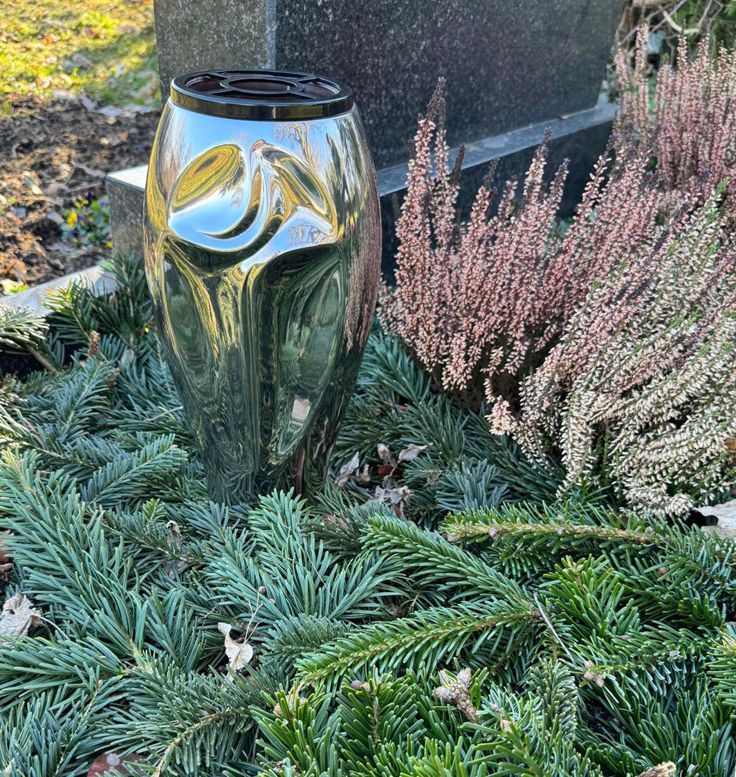 Edelstahl Grabvase Caggiati Special Inox – langlebige Friedhofsvase